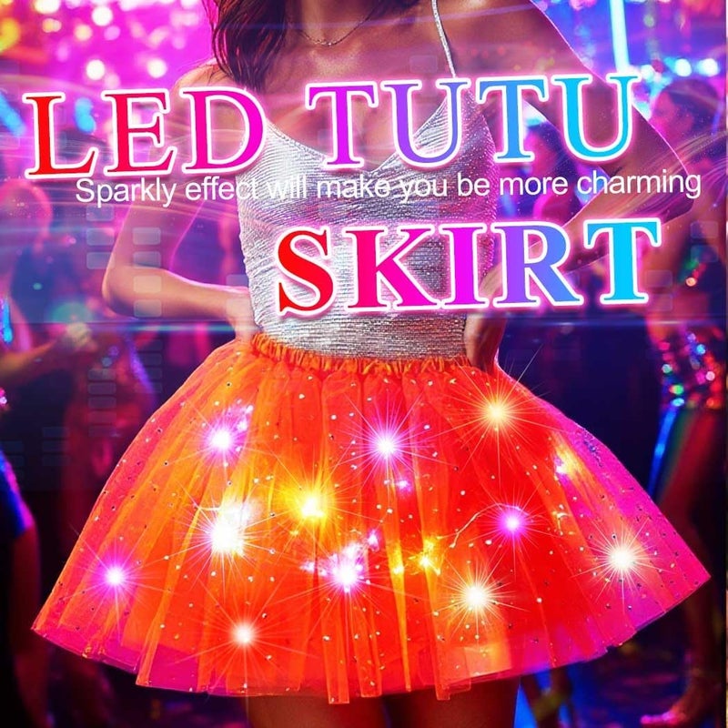 Nicute Light Up Tutu Led Layered Tulle Tutus Skirt for Women - Image 2